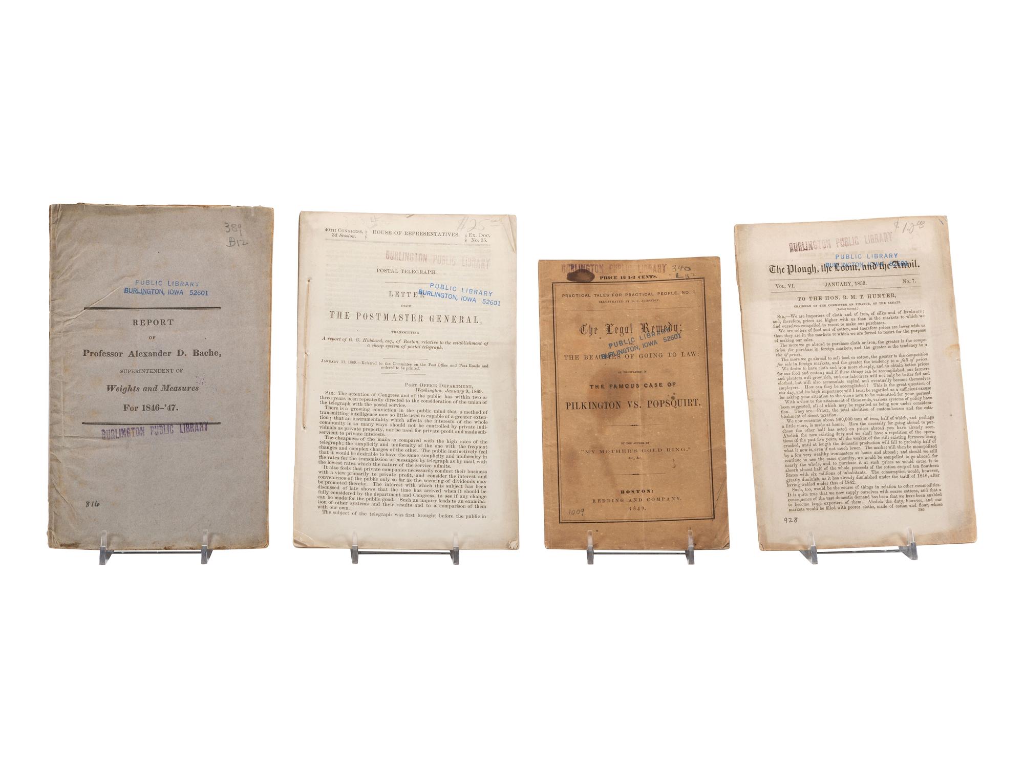 [POLITICS]. A group of 19th-century political, legal, and labor-related pamphlets, including Stephen Douglas's death, comprising: