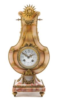 A French Gilt Bronze Mounted Mantel Clock Height 16 3/4 inches.