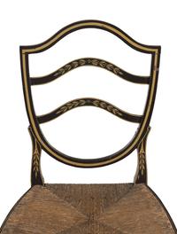 A Set of Four Stencil-Decorated Rush-Seat Side Chairs