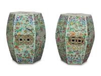 A Pair of Chinese Enameled Porcelain Garden Seats