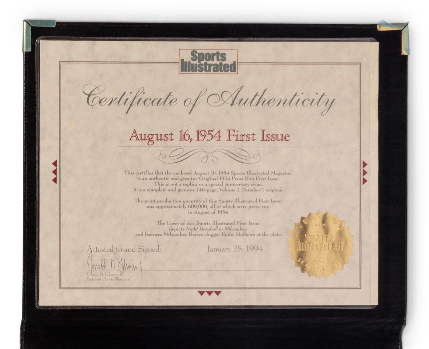 An Original 1954 Inaugural Issue of Sports Illustrated Including 1954 Topps Baseball Cards Insert