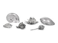 Six Mexican Silver Shell-Form Table Ornaments