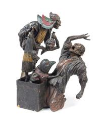 A Wood Figural Group Height 20 1/2 inches. — 19TH CENTURY
