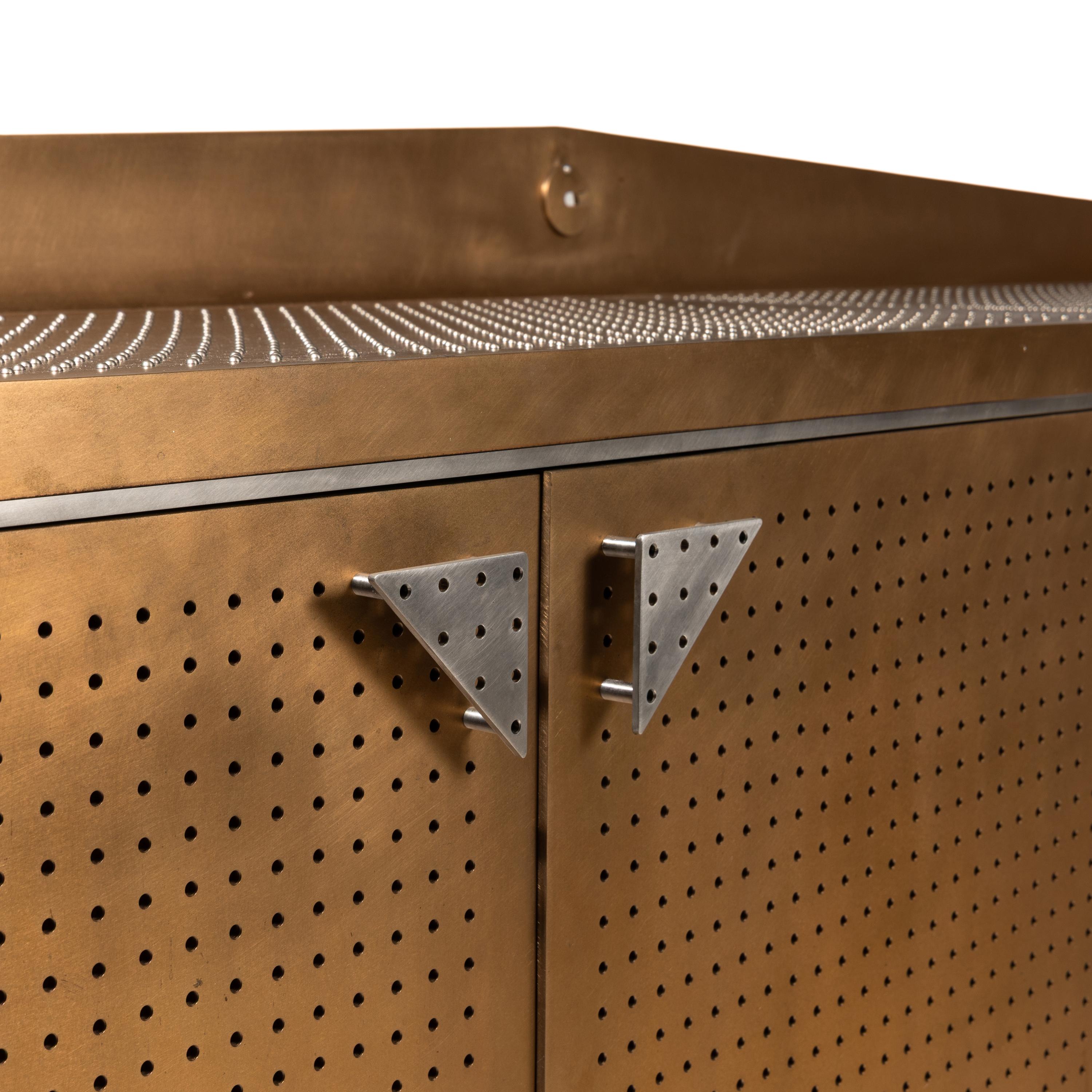 Great Lakes Art Studio Modern Design — Patinated and Perforated Bronze Sideboard