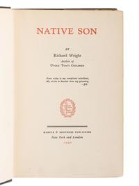 WRIGHT, Richard (1908-1960). Native Son . New York and London: Harper & Brothers, 1940.
