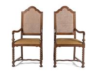 A Set of Eight William and Mary Style Oak Dining Chairs