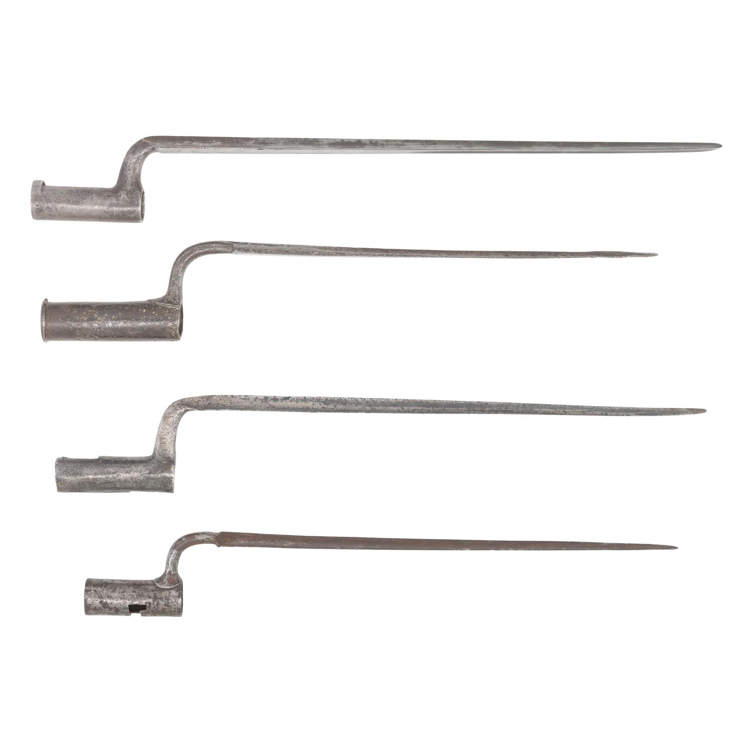 Four Early Socket Bayonets, Including a Crude Relic Copy of a Shield Shank Bess and an early Maryland Bayonet