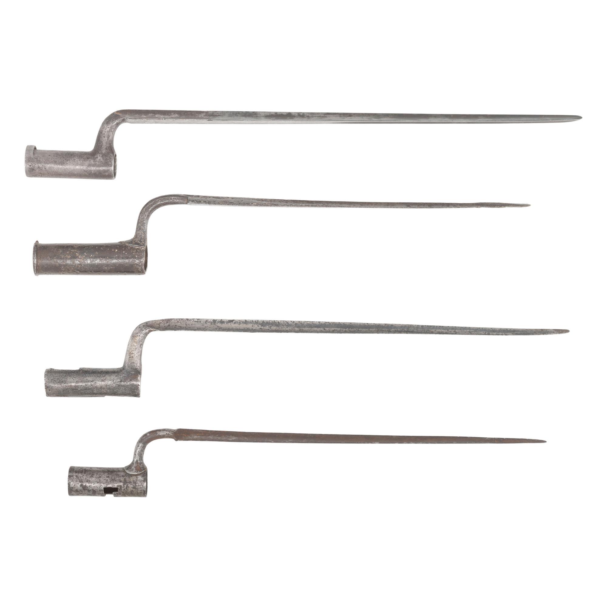 Four Early Socket Bayonets, Including a Crude Relic Copy of a Shield Shank Bess and an early Maryland Bayonet