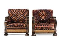 A Pair of Kilim Upholstered Club Chairs