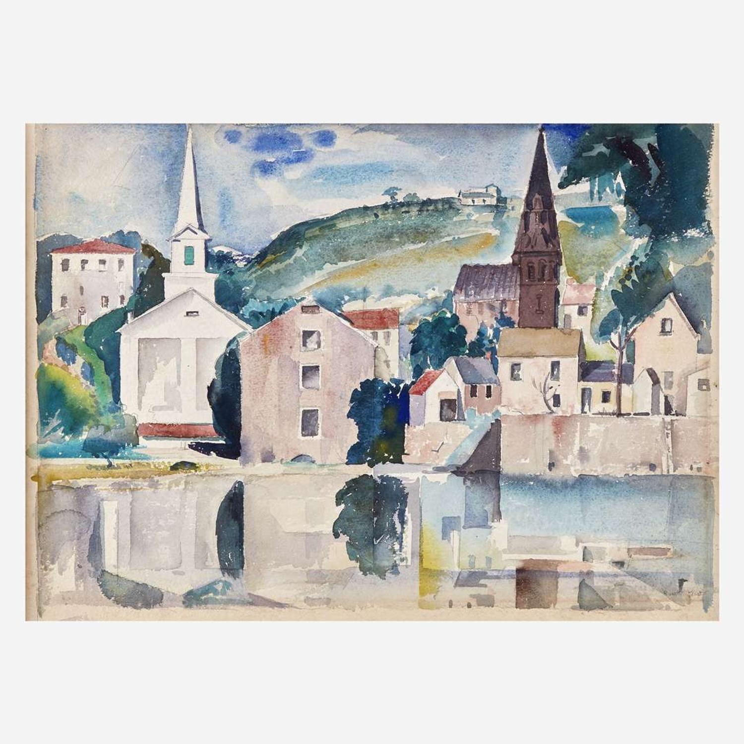 Susette Inloes Schultz Keast (American, 1892-1932) View of Lambertville from New Hope