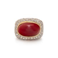CORAL AND DIAMOND RING