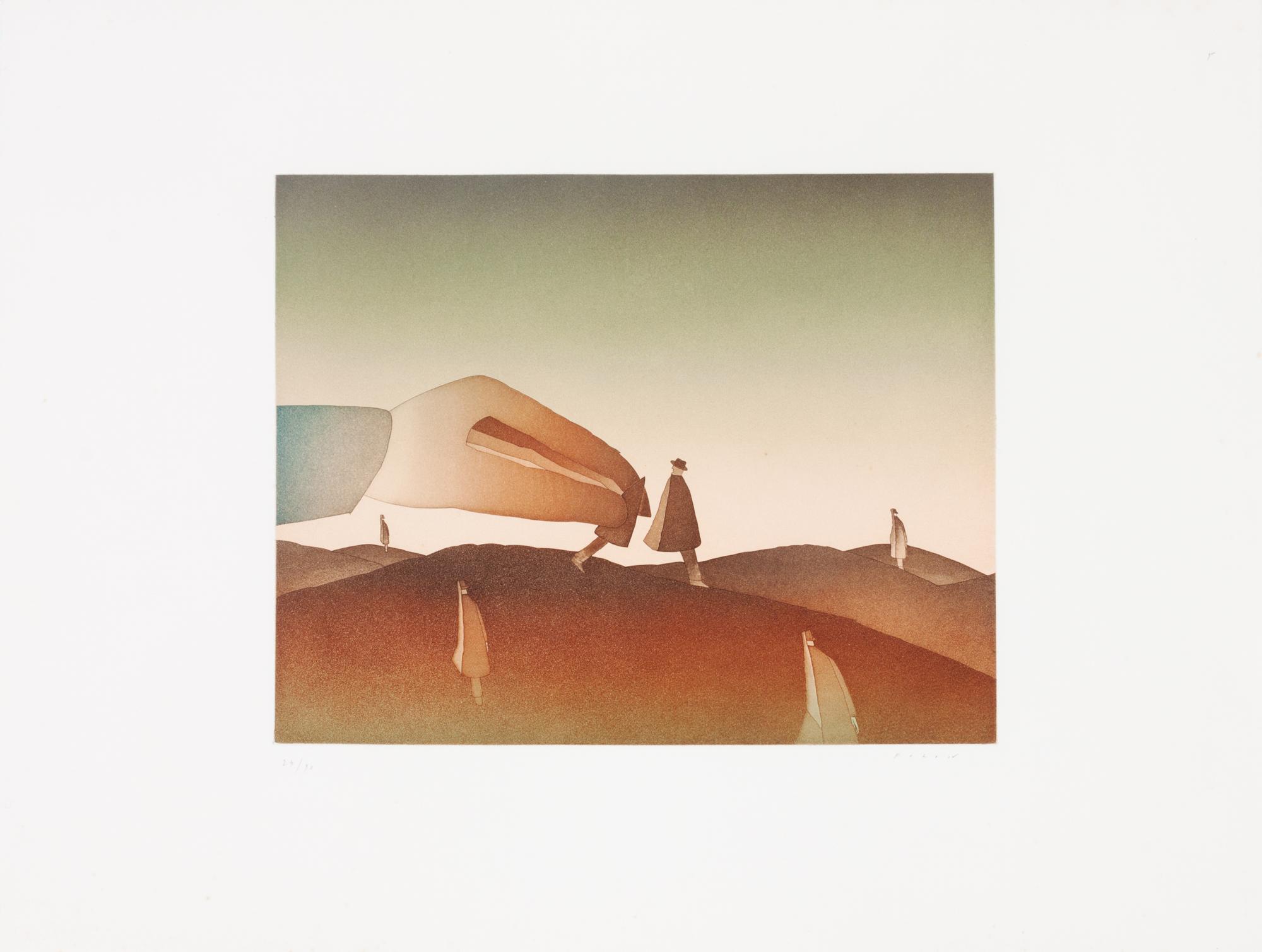 Jean-Michel Folon, (Belgian, 1934-2005), Qui?, 1979
