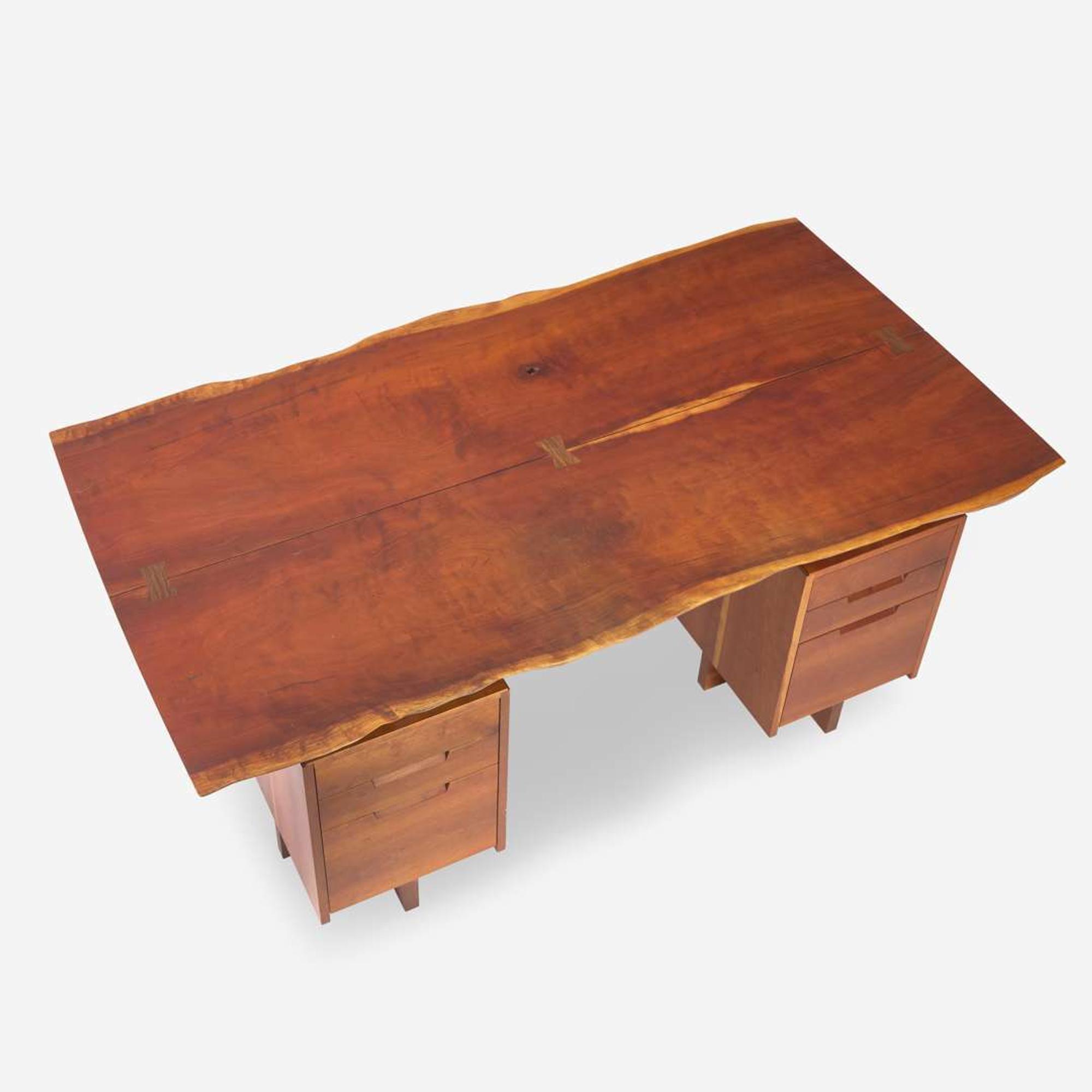 George Nakashima (American, 1905-1990) Exceptional Double-Pedestal Desk, New Hope, Pennsylvania, 1985