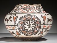 Zuni Polychrome Pottery Olla, with Heartline Deer