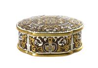 A Continental Ivory, Brass and Pewter Inlaid Table Casket, Width 6 3/4 inches.
