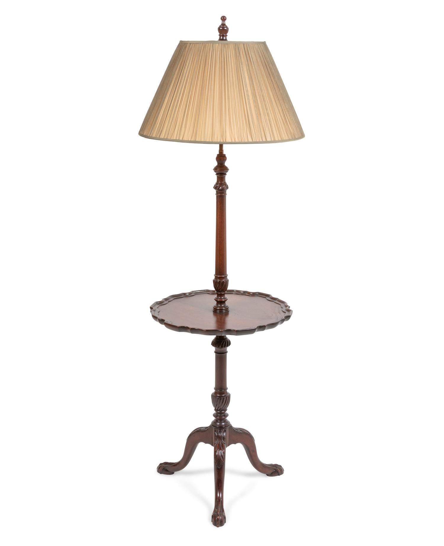 A George III Style Carved Mahogany Candlestand-Form Floor Lamp