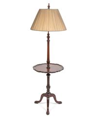 A George III Style Carved Mahogany Candlestand-Form Floor Lamp