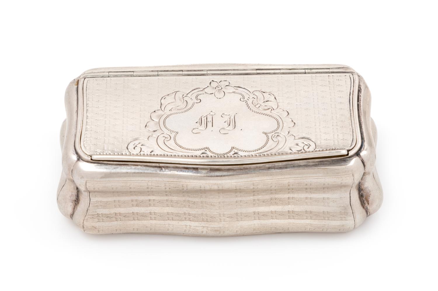 An Austrian Silver Snuff Box, Maker's Mark Obscured, Vienna, Late 19th/Early 20th Century, of rectangular bombe form with engine-turned