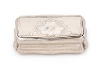 An Austrian Silver Snuff Box, Maker's Mark Obscured, Vienna, Late 19th/Early 20th Century, of rectangular bombe form with engine-turned