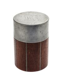 A Jens Risom Pewter Mounted Mahogany Jar Height 4 inches. — DESIGNED BY PAUL EVANS AND PHILIP LLOYD POWELL