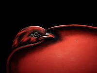 A Japanese Red Lacquer Bird-Form Dish