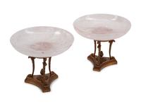 A Pair of Gilt Metal and Rock Crystal Tazze