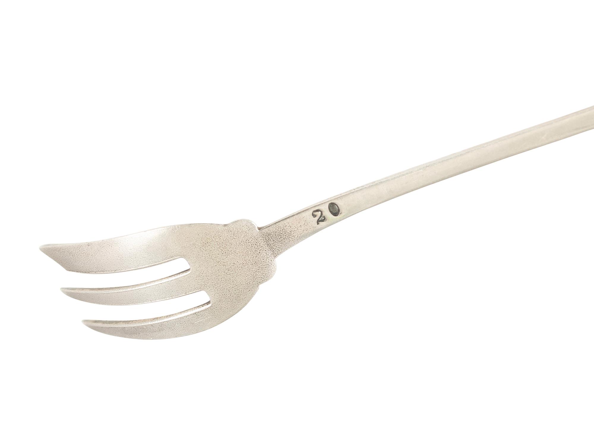 An Early Gorham Silver Olive Spoon and Seafood Forks