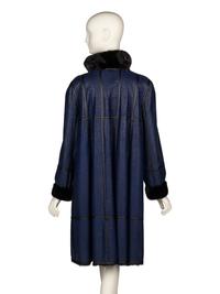 Linnanen, Reversible Mink Fur & Blue Leather Coat
