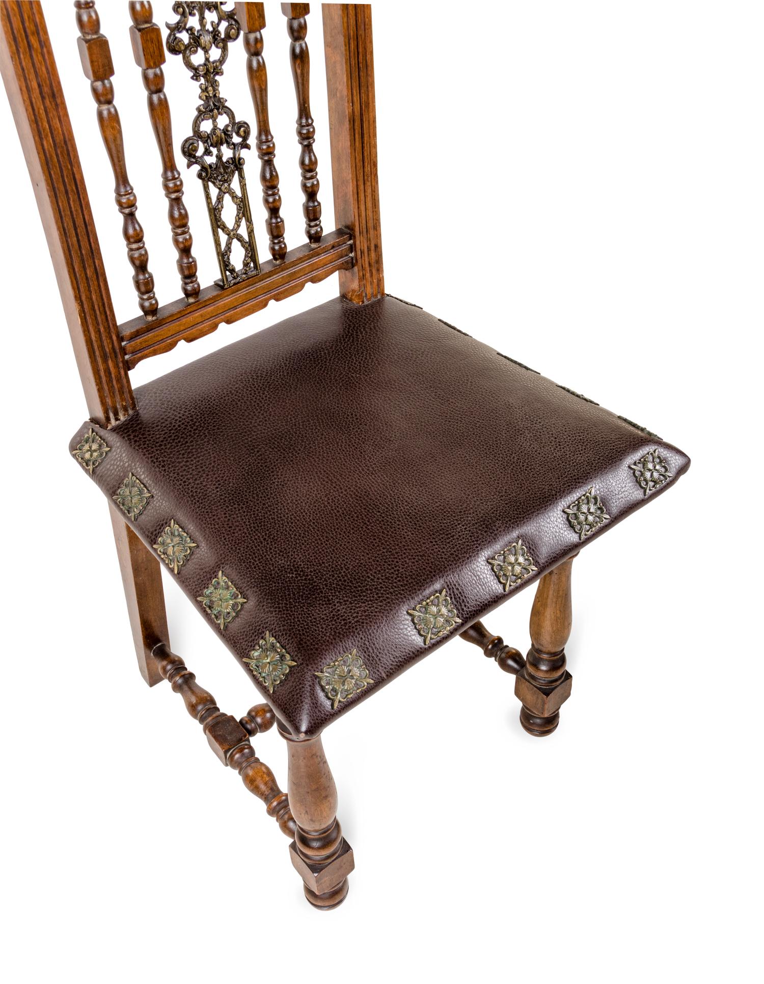 A Pair of Continental Bronze Mounted Walnut Side Chairs