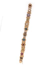 YELLOW GOLD, MULTIGEM AND DIAMOND BRACELET