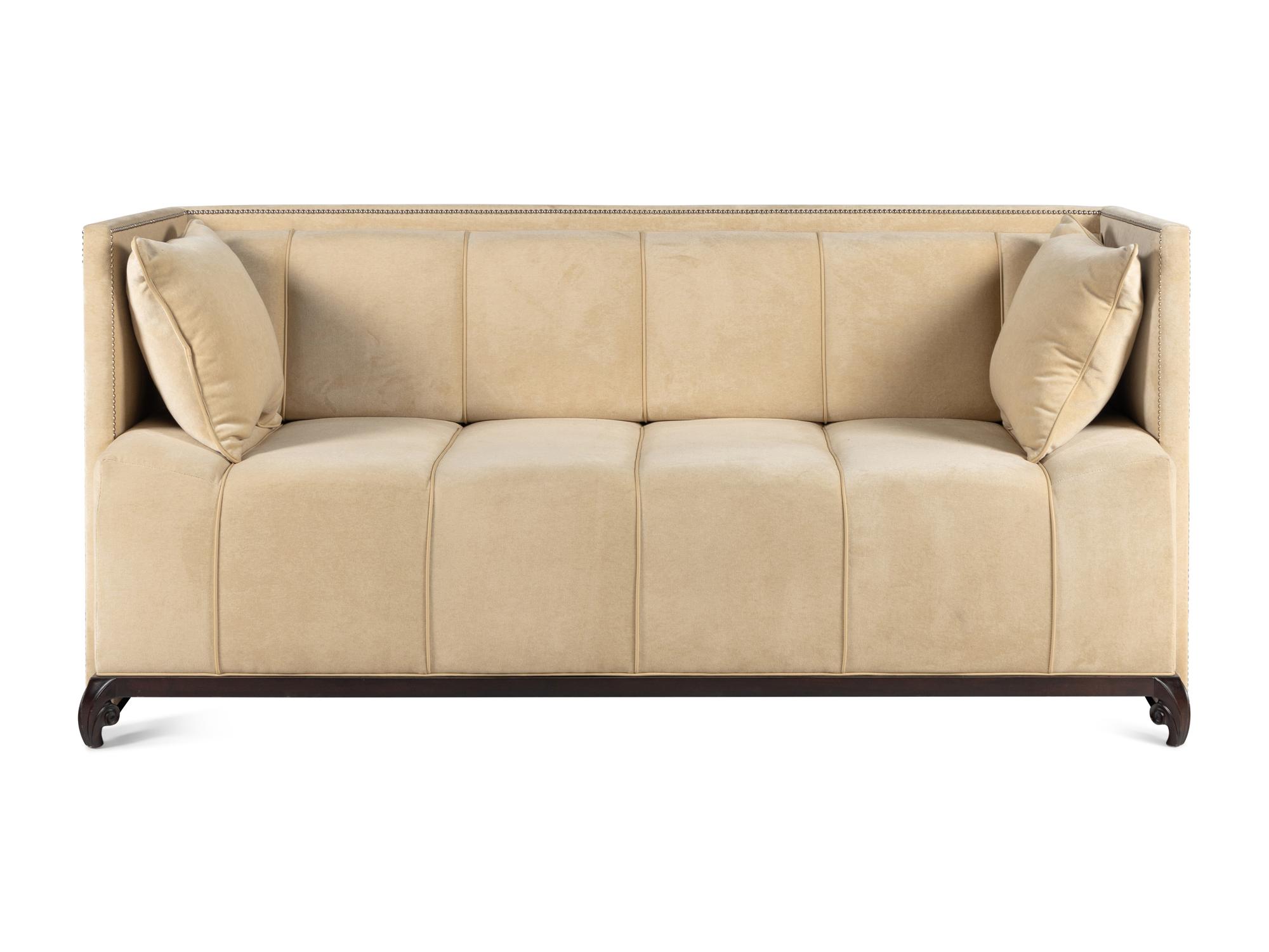 A Custom Velvet-Upholstered Sofa