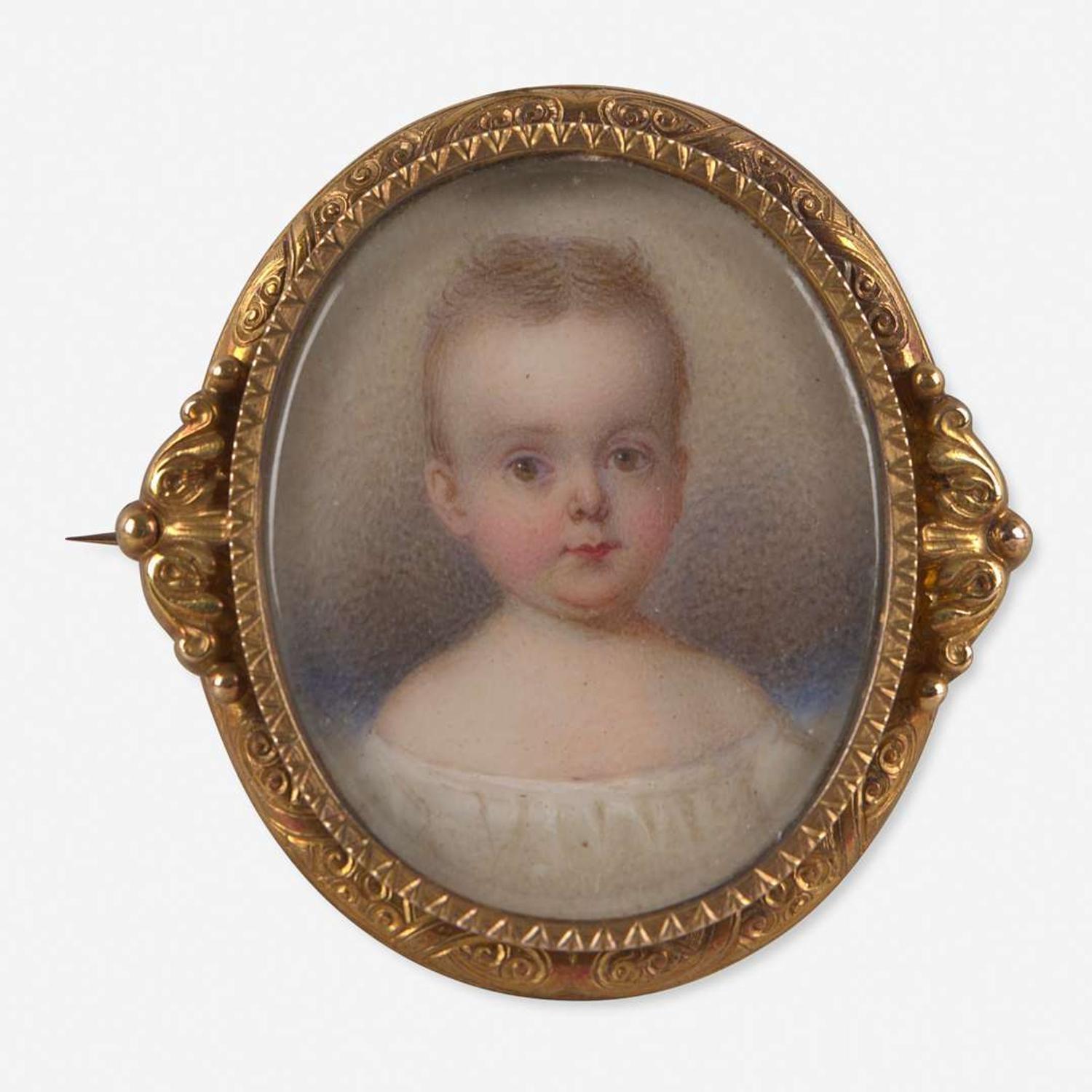 John Carlin (1813-1891) and other Two Portrait Miniatures: George Gray Lyman and a Girl in Pink Dress from New England