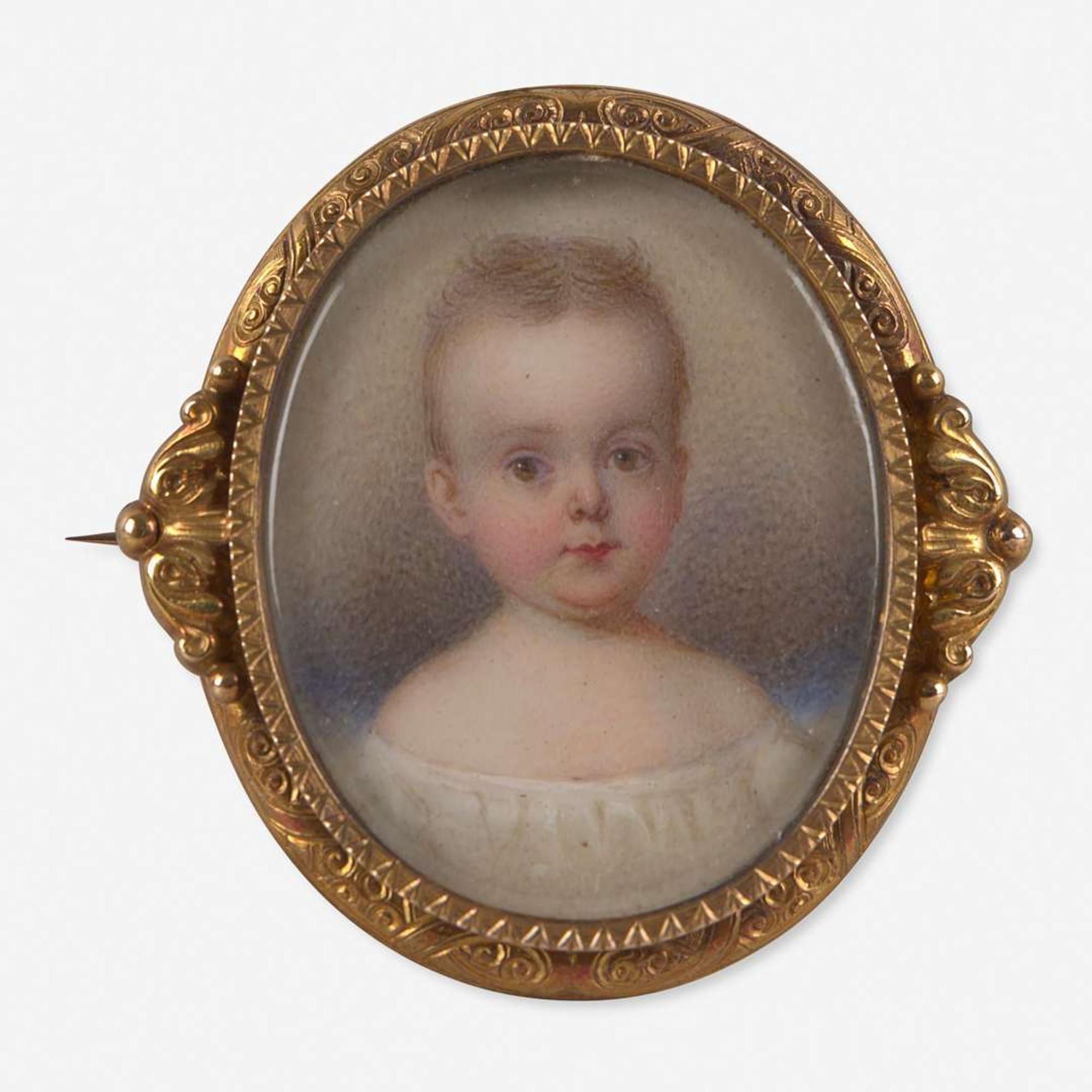 John Carlin (1813-1891) and other Two Portrait Miniatures: George Gray Lyman and a Girl in Pink Dress from New England