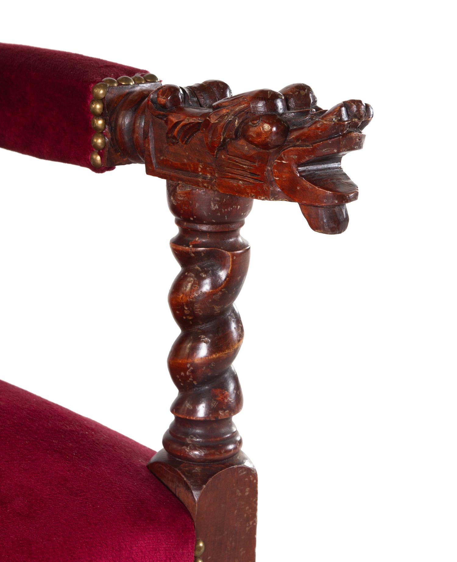 A Pair of Renaissance Revival Carved Open Armchairs (ETA #9)