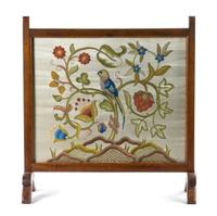 An English Needlework Inset Firescreen, Height overall 25 inches.