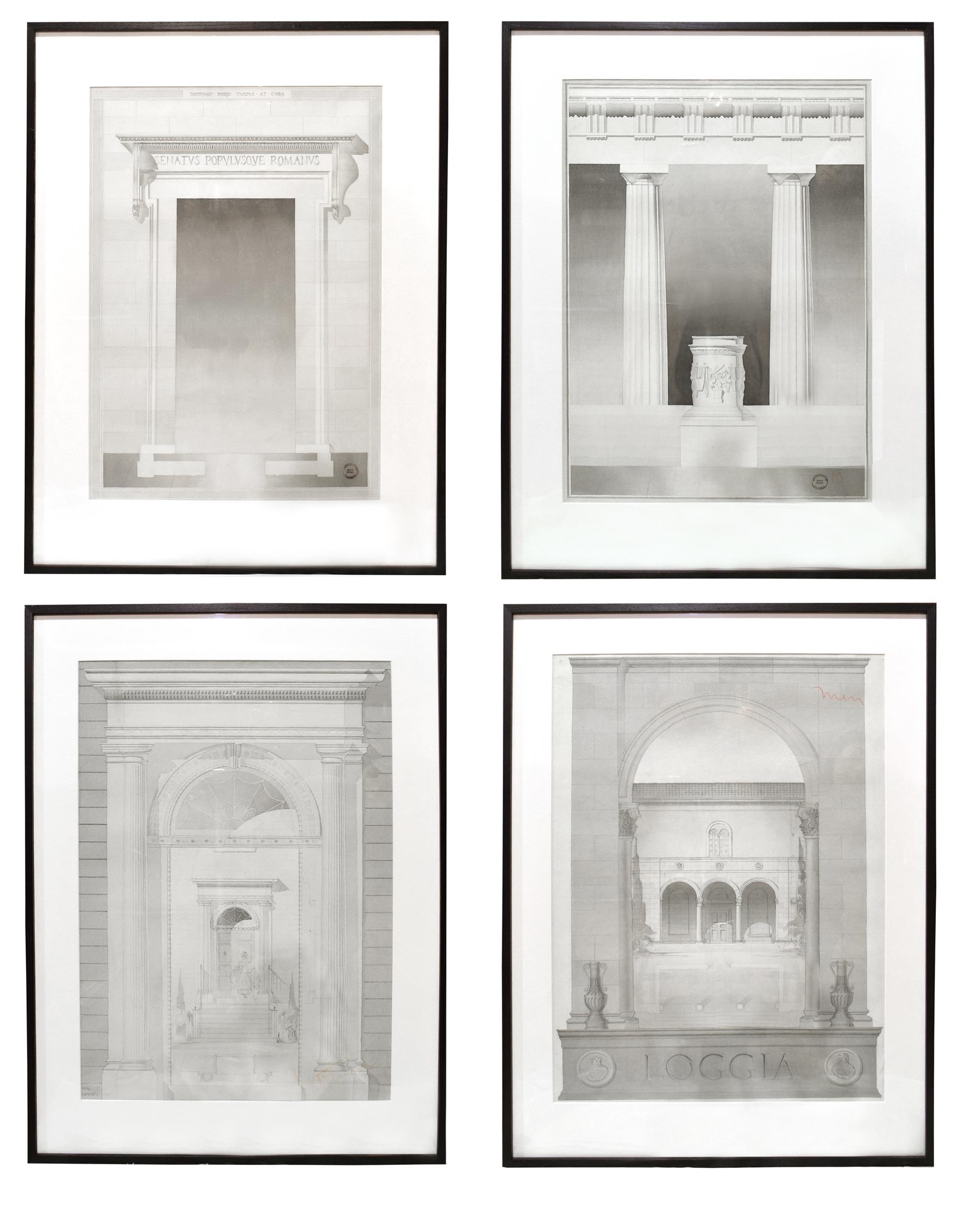 A Set of Four Architectural Drawings from the University of Illinois Architecture Department 32" W x 1.5" D x 41.5" H — United States, Circa 1920