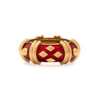 TIFFANY & CO., SCHLUMBERGER, YELLOW GOLD AND PAILLONNÉ ENAMEL RING