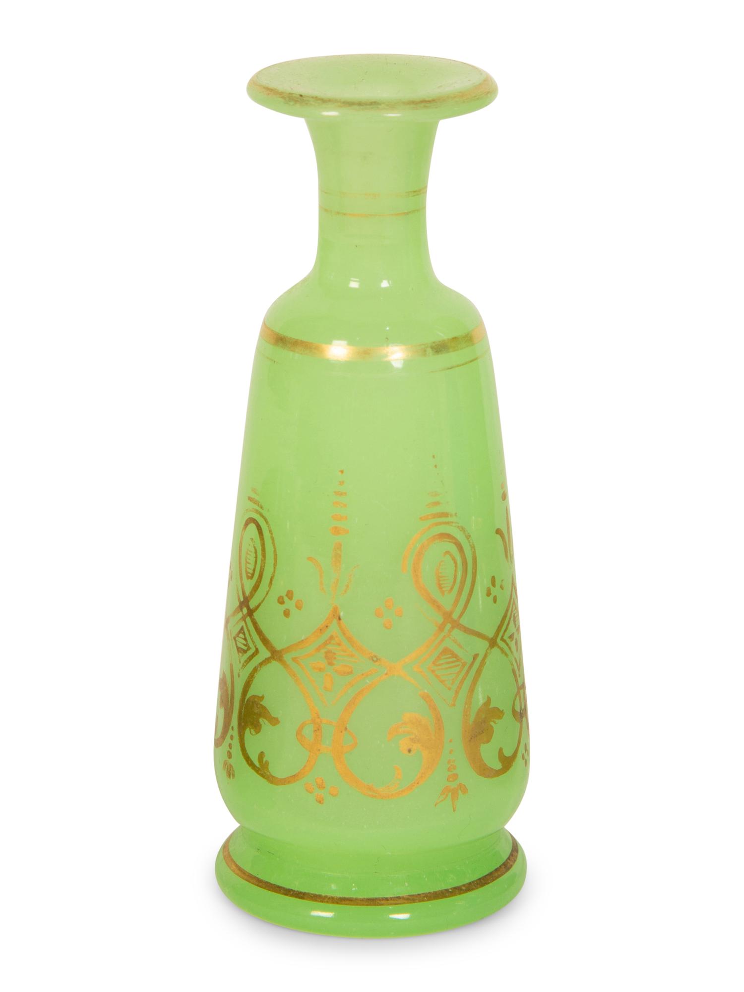 Six French Gilt Decorated Opaline Glass Articles