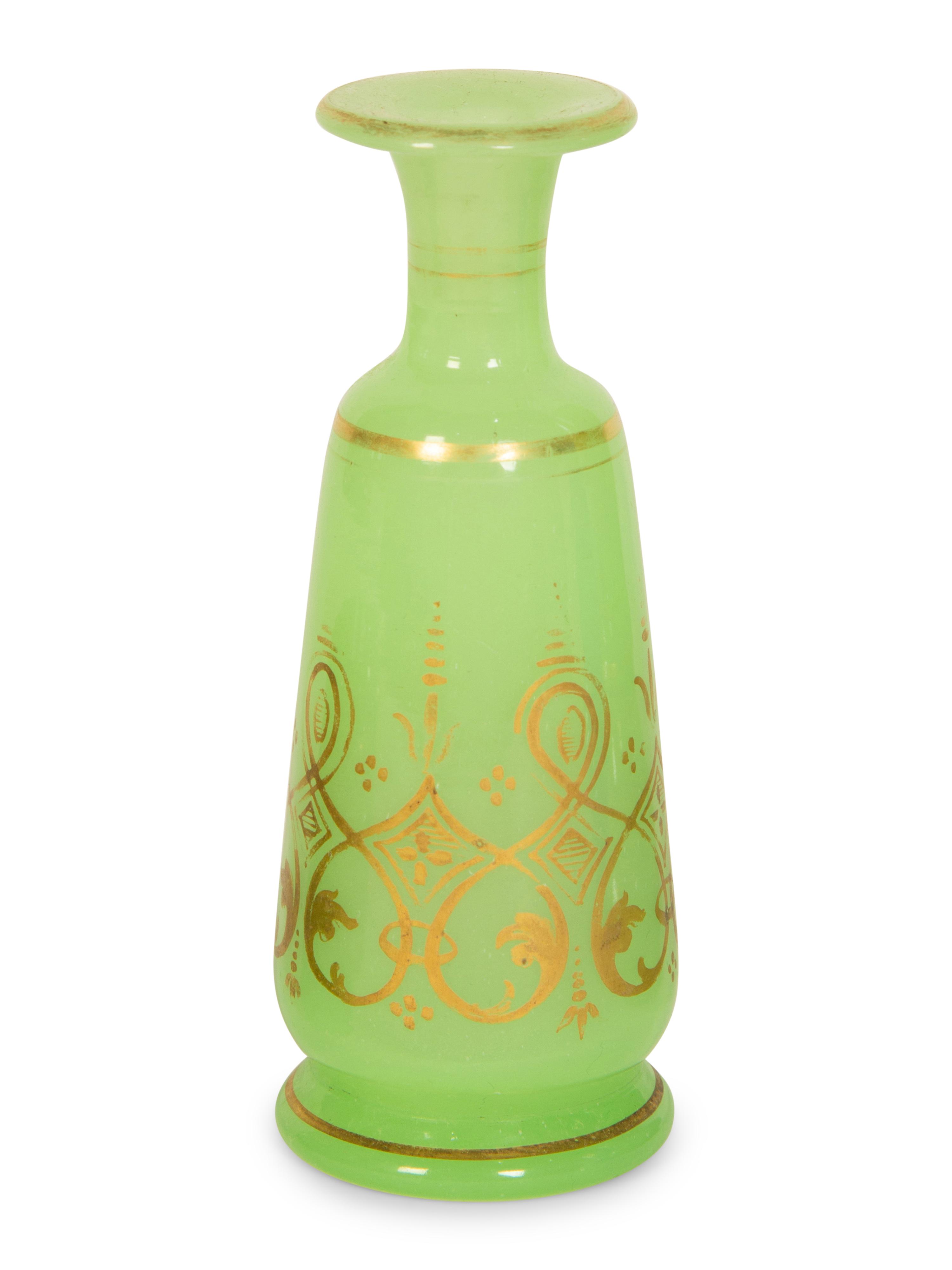 Six French Gilt Decorated Opaline Glass Articles