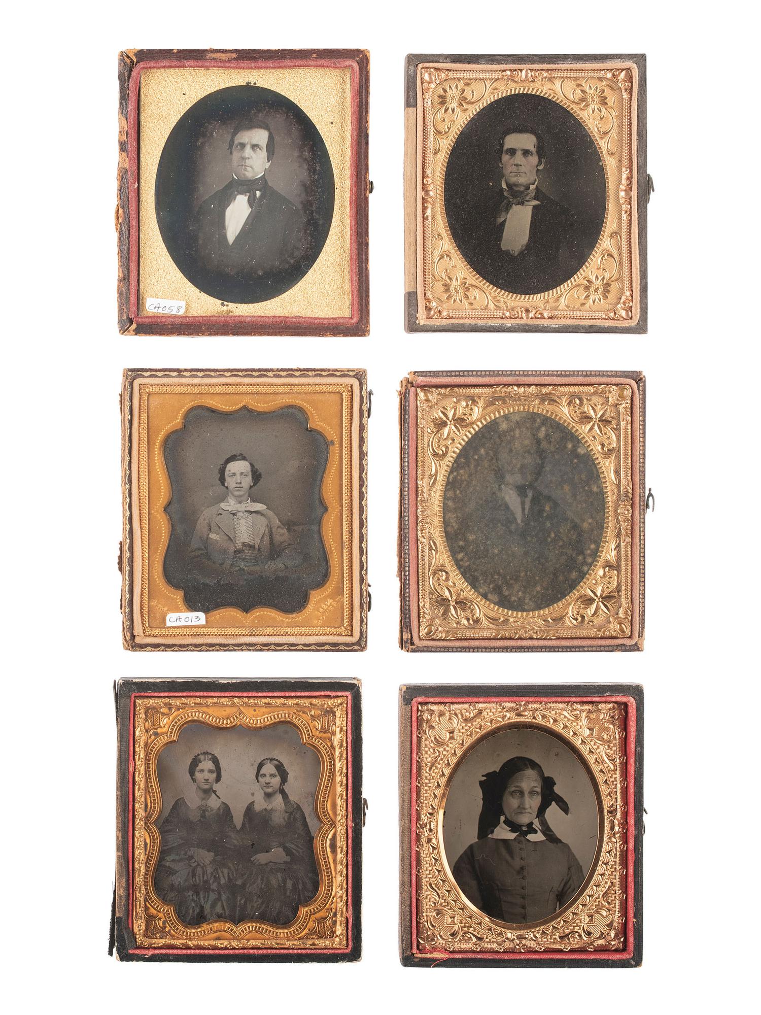 [EARLY PHOTOGRAPHY]. 35 assorted images including paper, tintype, ambrotype, and daguerreotype portraits.