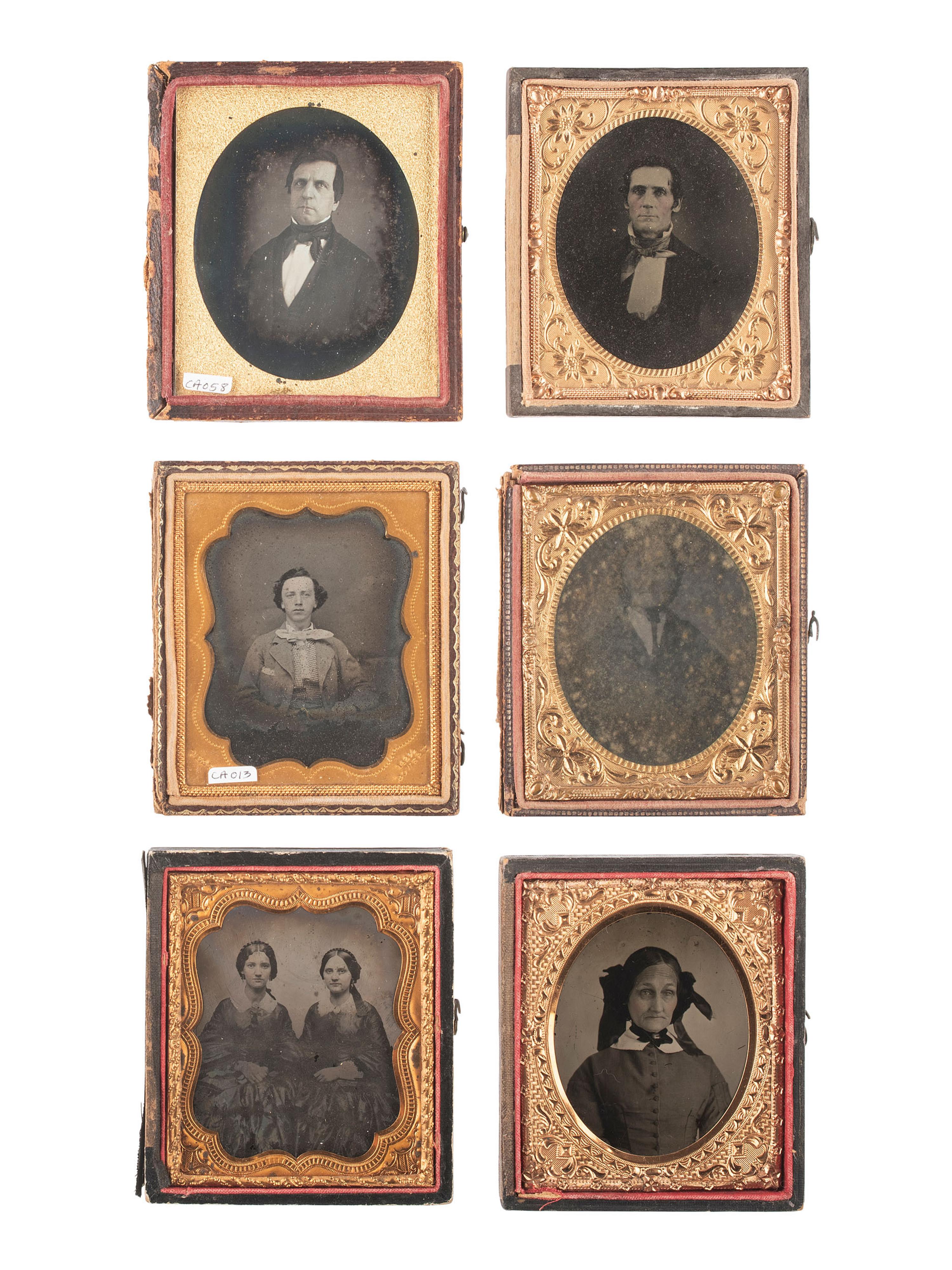 [EARLY PHOTOGRAPHY]. 35 assorted images including paper, tintype, ambrotype, and daguerreotype portraits.