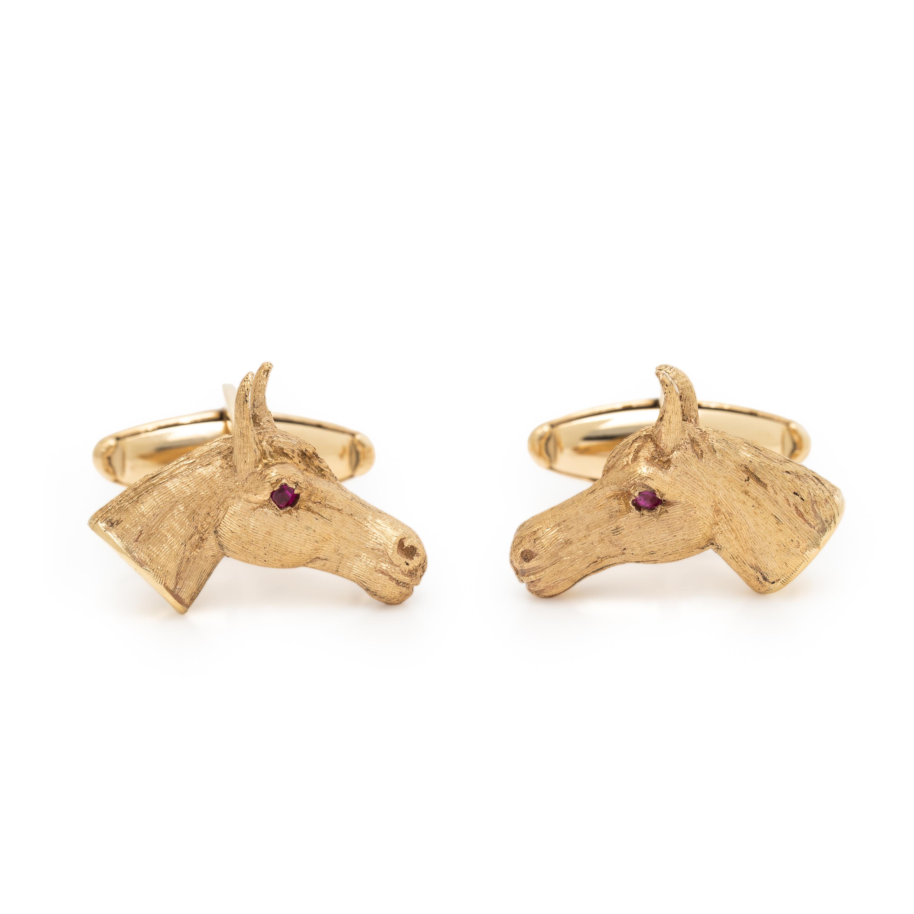 Yellow Gold Horse Head Cufflinks