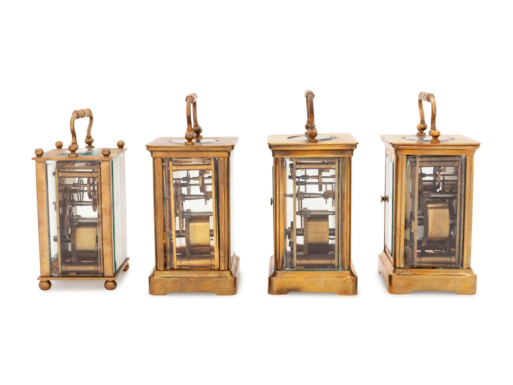 Four French Brass Carriage Clocks