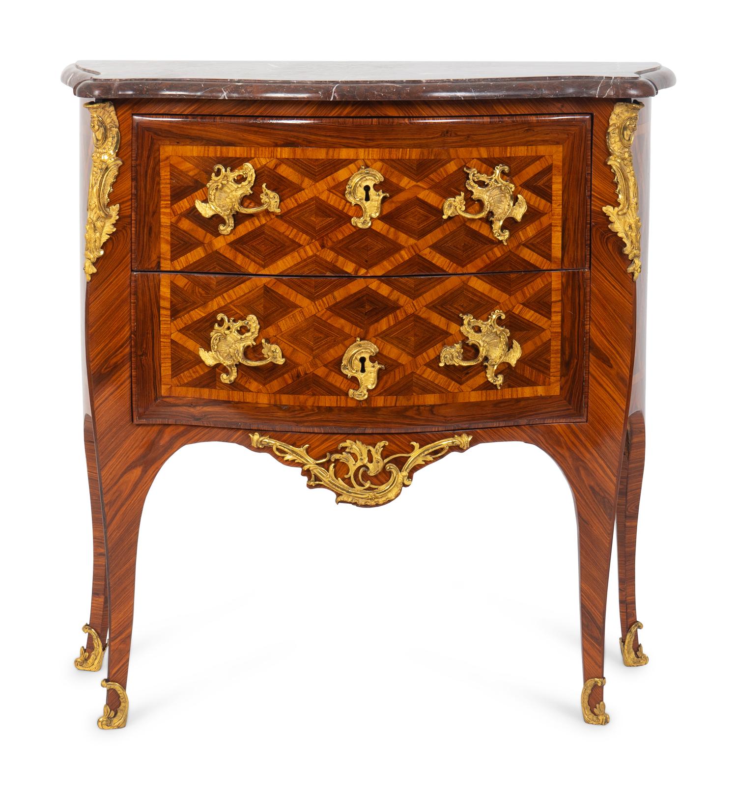 A Louis XV Gilt-Bronze-Mounted Marquetry Petit Commode — THIRD QUARTER 18TH CENTURY