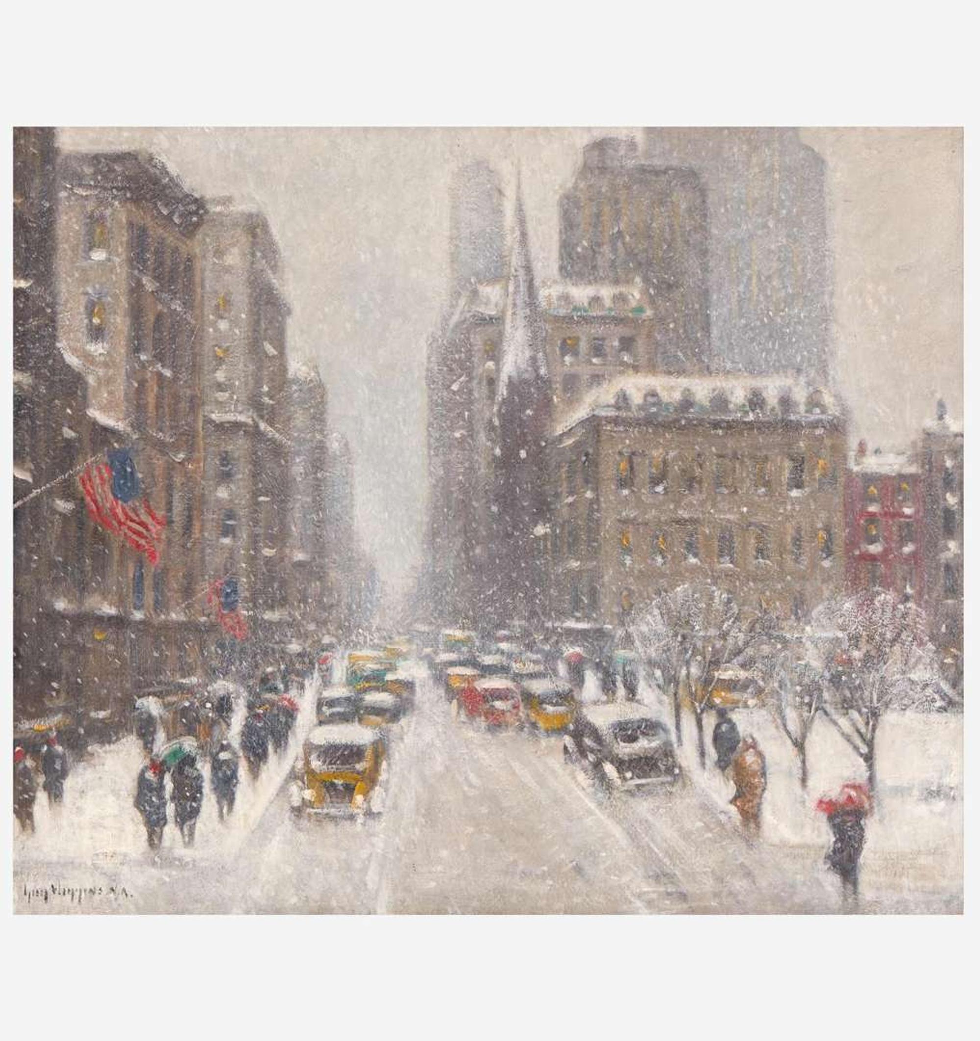 Guy Wiggins (American, 1883-1962) Winter from the Plaza, New York
