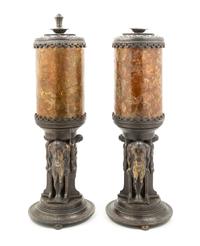 Oscar B. Bach (German/American, 1884-1957), OSCAR B. BACH STUDIOS, 1930s, a pair of figural table lamps