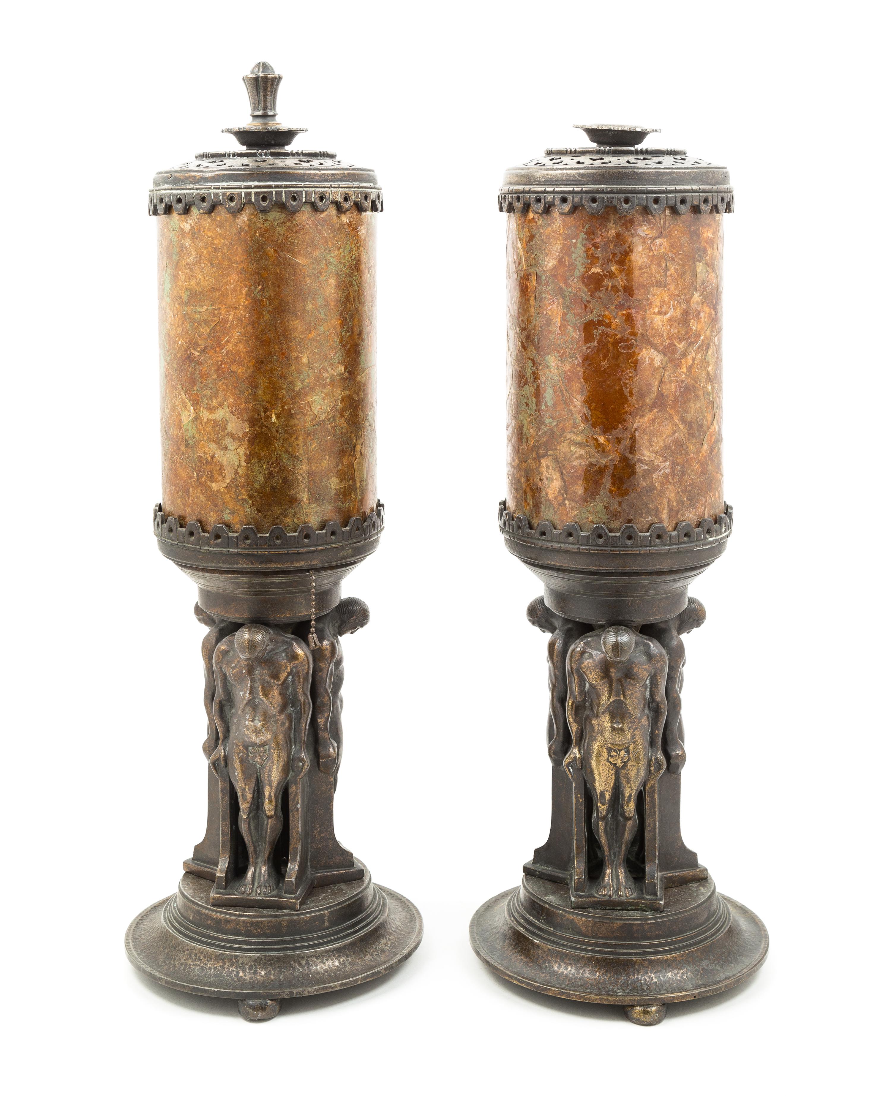 Oscar B. Bach (German/American, 1884-1957), OSCAR B. BACH STUDIOS, 1930s, a pair of figural table lamps