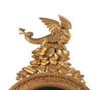 A Pair of Regency Carved Giltwood Convex Wall Mirrors