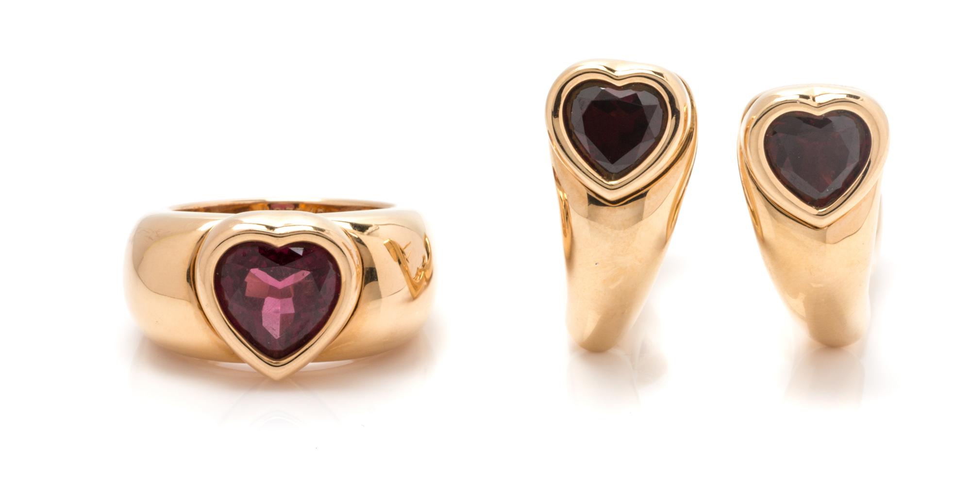 An 18 Karat Rose Gold and Garnet "D'or" Demi Parure, Piaget, 15.60 dwts.