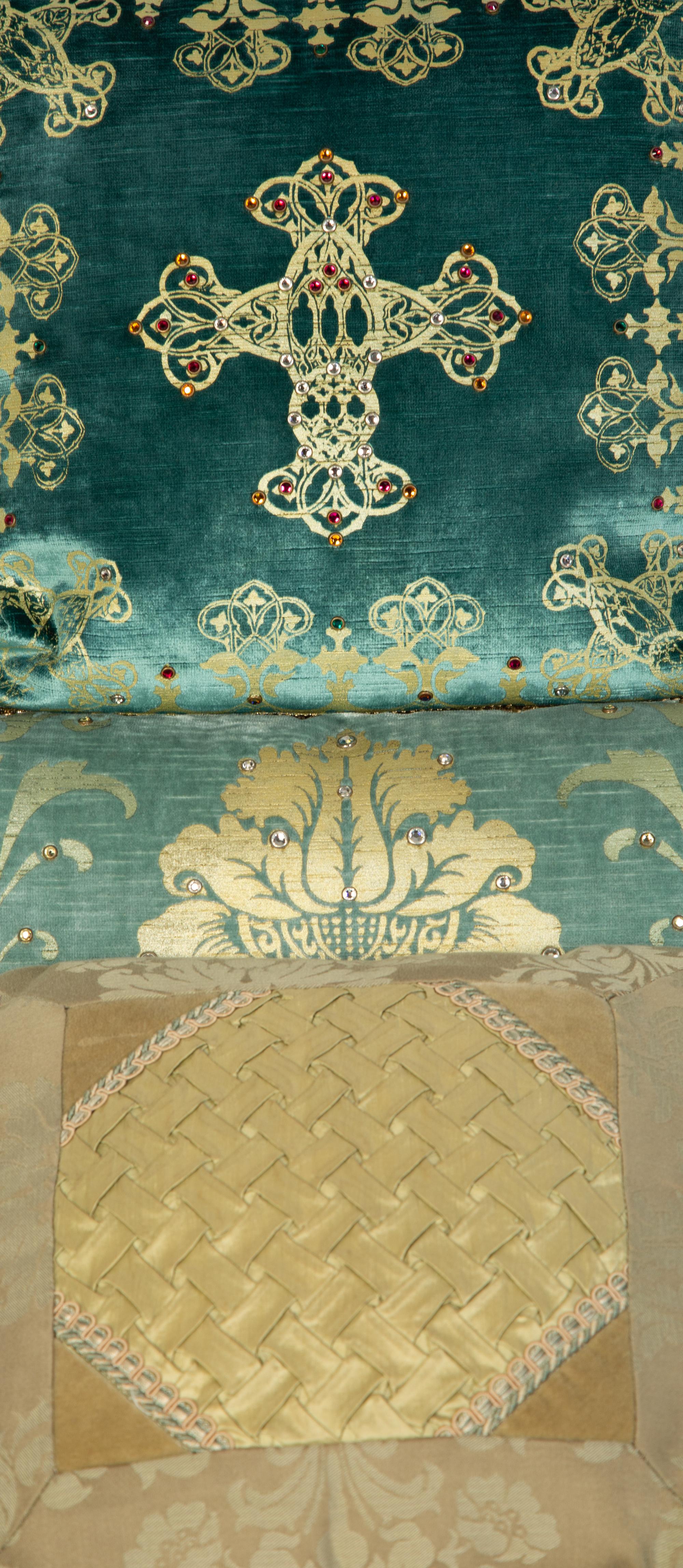 Five Decorative Jeweled Silk and Velvet Pillows — 20th Century